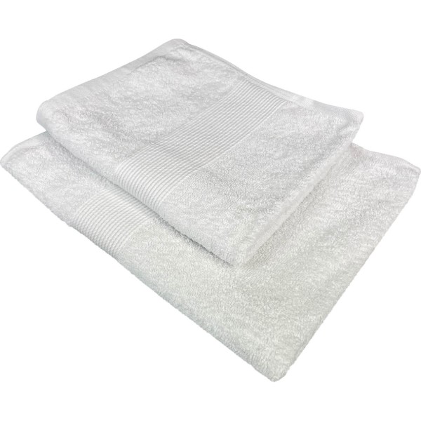 Фото - Рушник для обличчя GM Textile білий махровий з бордюром 50х90