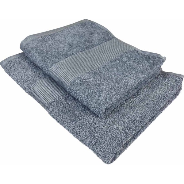 Фото - Рушник для обличчя GM Textile синій махровий з бордюром 50х90