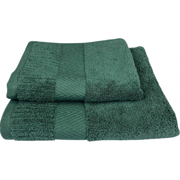 Фото - Рушник банний GM Textile зелений махровий зеро твіст з бордюром 70х140