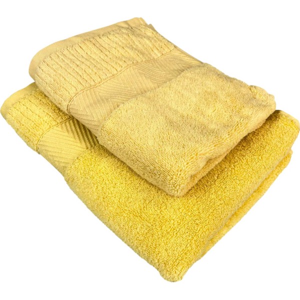 Фото - Рушник для рук GM Textile жовтий махровий зеро твіст з бордюром 40х70