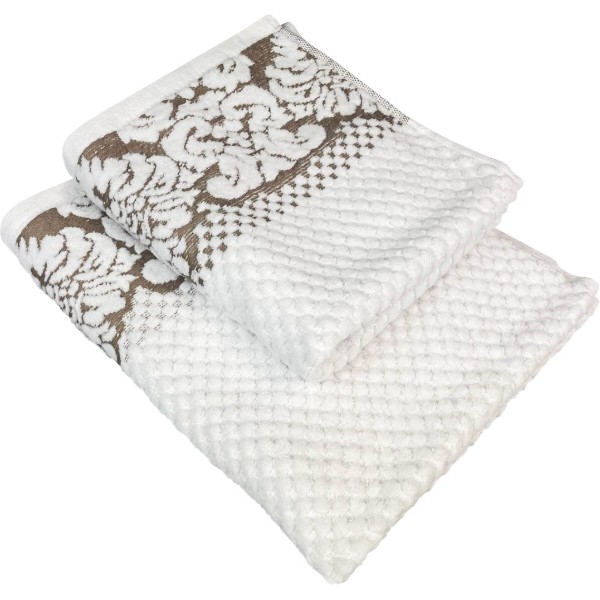 Фото - Полотенце банное GM Textile Дамаск белое махровое велюр 70х140
