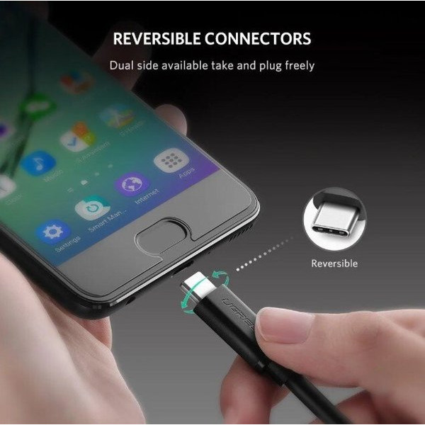 Фото - Кабель синхронізації даних UGREEN US286 Type-C - Type-C 3A Cable 0.5 м Black (50996)