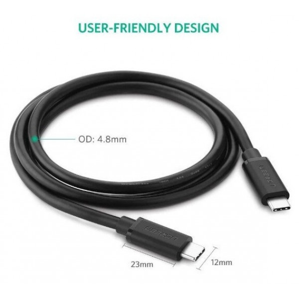 Фото - Кабель синхронізації даних UGREEN US286 Type-C - Type-C 3A Cable 0.5 м Black (50996)