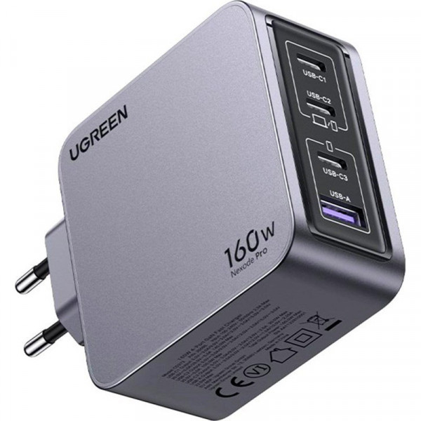 Фото - Мережевий зарядний пристрій UGREEN X763 4xUSB 160W (3xUSB-C + USB-A) Gan Nexode Pro Grey (25877)