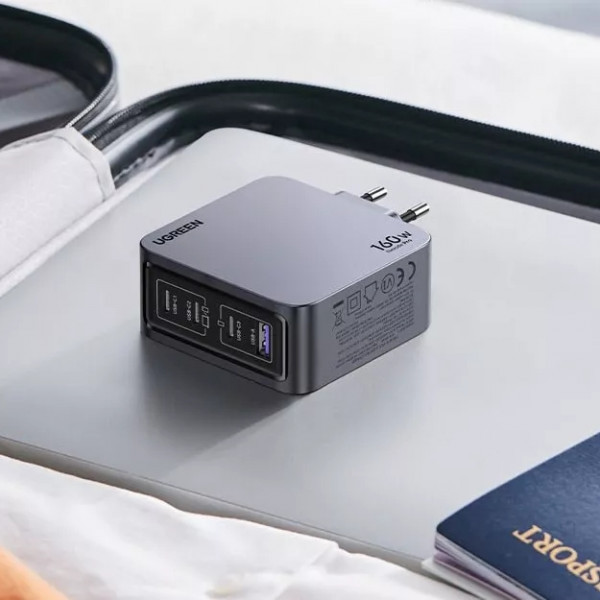 Фото - Мережевий зарядний пристрій UGREEN X763 4xUSB 160W (3xUSB-C + USB-A) Gan Nexode Pro Grey (25877)