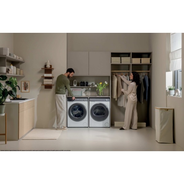 Фото - Комплект техники Haier Пральна машина з фронтальним завантаженням + Сушильна машина + Комплект кріплень для встановлення в колону Haier HW90-B14367U-S + HD80-C367U1-S + HASKWS579