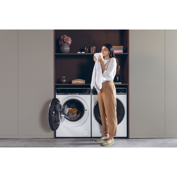 Фото - Комплект техніки Haier Пральна машина з фронтальним завантаженням + Сушильна машина + Комплект кріплень для встановлення в колону Haier HW110-BD14397U1S + HD100-A3Q397U1-S + HASTKXSE