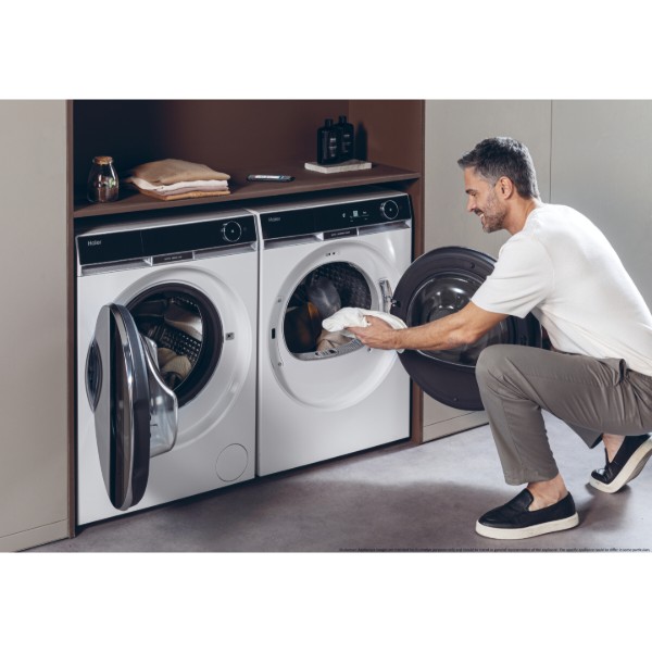 Фото - Комплект техніки Haier Пральна машина з фронтальним завантаженням + Сушильна машина + Комплект кріплень для встановлення в колону Haier HW110-BD14397U1S + HD100-A3Q397U1-S + HASTKXSE