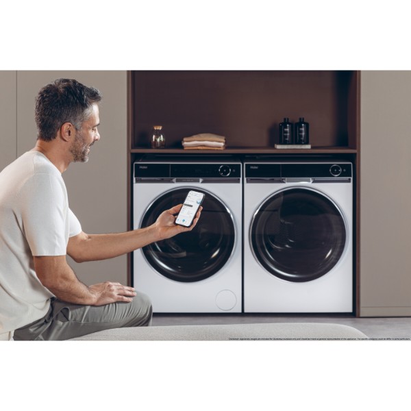 Фото - Комплект техніки Haier Пральна машина з фронтальним завантаженням + Сушильна машина + Комплект кріплень для встановлення в колону Haier HW110-BD14397U1S + HD100-A3Q397U1-S + HASTKXSE
