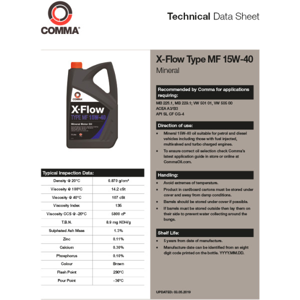 Фото - Масло для авто COMMA X-FLOW TYPE MF 15W-40 5л (XFMF5L)
