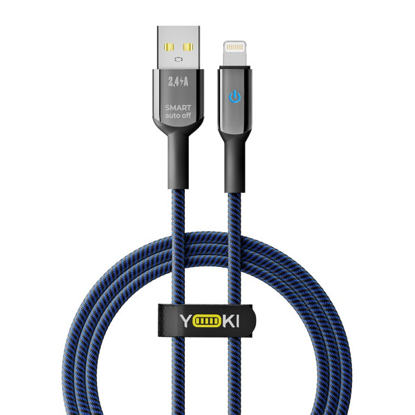 Фото - Кабель синхронізації даних YOKI SMART Lightning 2.4A 1.2m Black-Blue (YK-SM31)