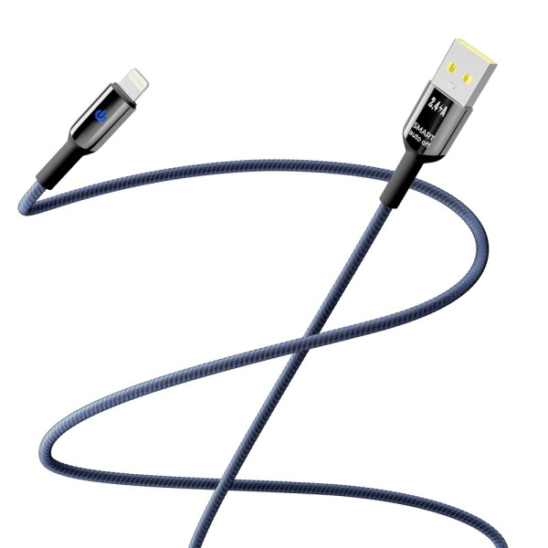 Фото - Кабель синхронізації даних YOKI SMART Lightning 2.4A 1.2m Black-Blue (YK-SM31)