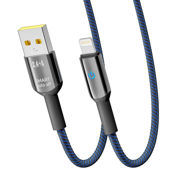 Фото - Кабель синхронізації даних YOKI SMART Lightning 2.4A 1.2m Black-Blue (YK-SM31)