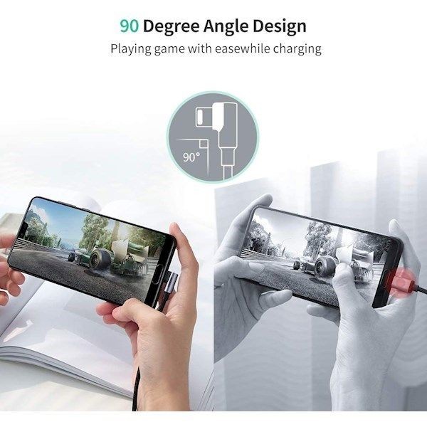 Фото - Кабель UGREEN US284 USB - Type-C Cable Angled Alum. Braid 2 м Black (50942)