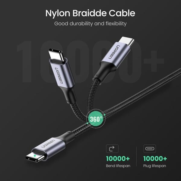 Фото - Кабель UGREEN US316 Type-C - Type-C 100W 5A Cable Alum. 2 м Black (70429)