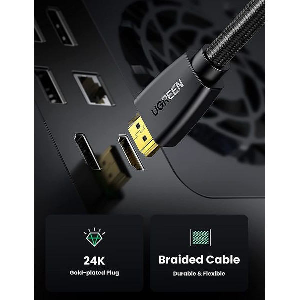 Фото - Кабель HDMI UGREEN HD118 HDMI to HDMI 1 m v2.0 UltraHD 4K-3D Braided Black (40408)