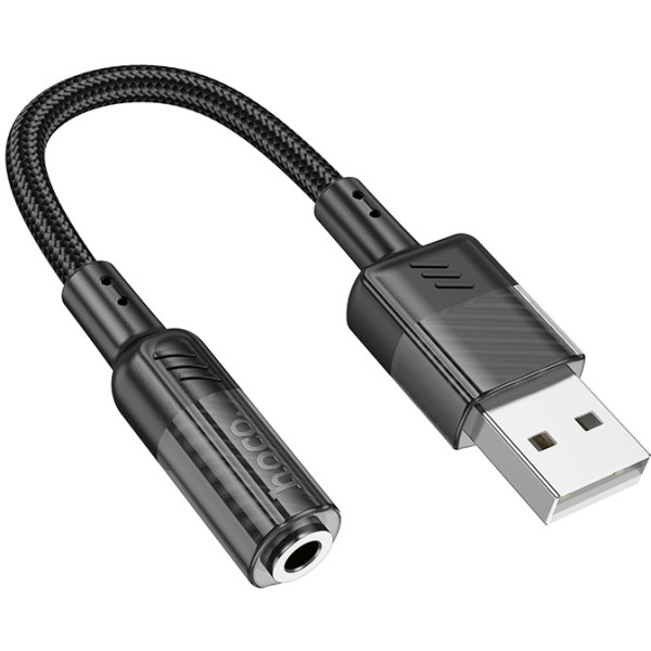 Фото - Кабель 3.5 мм -3.5 мм HOCO LS37 Spirit transparent external sound card USB to 3.5mm Black (6942007612562)