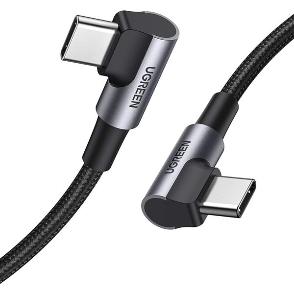 Фото - Кабель синхронізації даних UGREEN US323 Type-C-Type-C Both Angled 3A Cable 1 m Gray\Black (70529)