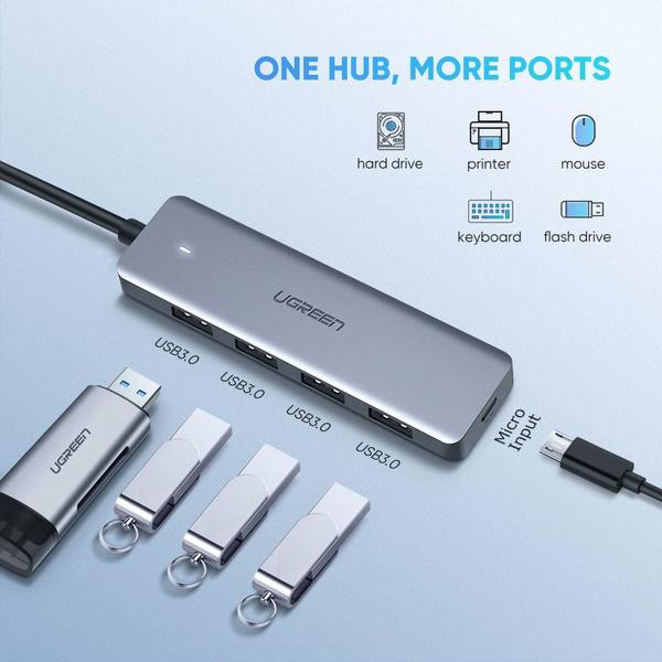 Фото - Хаб USB UGREEN CM219 Type-C - 3xUSB with MicroUSB Power Port Gray (70336)