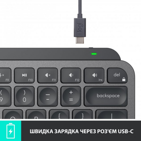 Фото - Клавіатура бездротова Logitech MX Keys Mini Wireless Illuminated UA Graphite (920-010498)