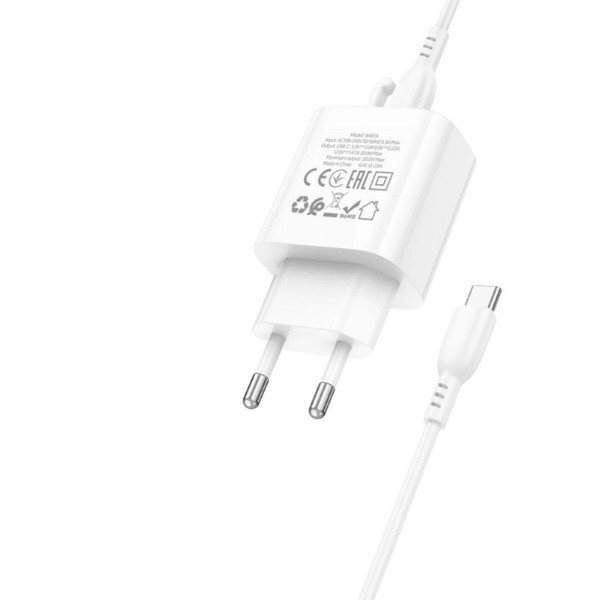 Фото - Сетевое зарядное устройство BOROFONE BA81A single port PD20W charger set Type-C to Type-C EU White (6941991108204)