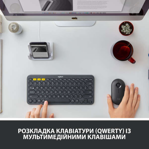 Фото - Клавіатура бездротова Logitech K380 Multi-Device Bluetooth Dark Grey (920-007582)