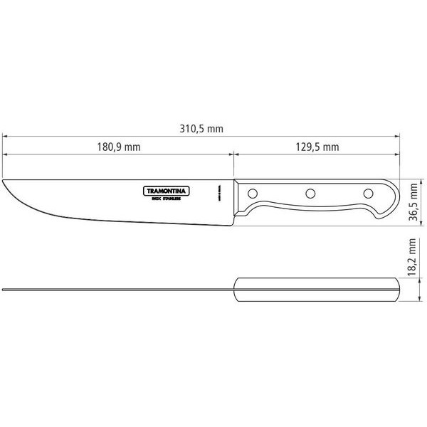 Фото - Ніж кухонний Tramontina Polywood 180 мм (21138/177)
