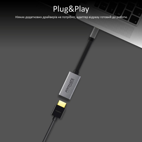 Фото - Перехідник Promate HDMI-USB Type-C medialink-h1.grey