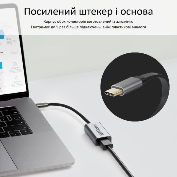 Фото - Перехідник Promate HDMI-USB Type-C medialink-h1.grey
