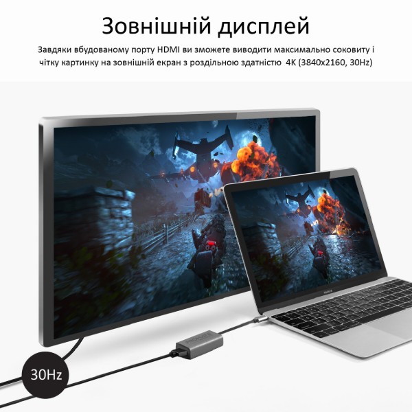 Фото - Перехідник Promate HDMI-USB Type-C medialink-h1.grey