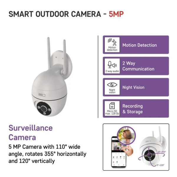 Фото - IP-камера EMOS H4057 Go Smart зовнішня з Wi-Fi,живлення 5V/1A,біла