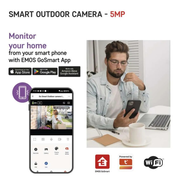 Фото - IP-камера EMOS H4057 Go Smart зовнішня з Wi-Fi,живлення 5V/1A,біла