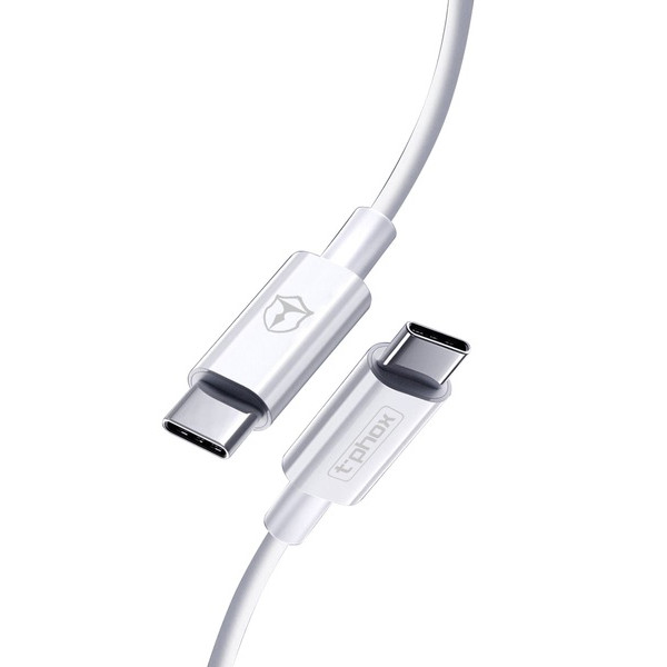 Фото - Кабель синхронизации данных T-phox Glary T-CC834 Type-C - Type-C 3A (60W) - 1m White