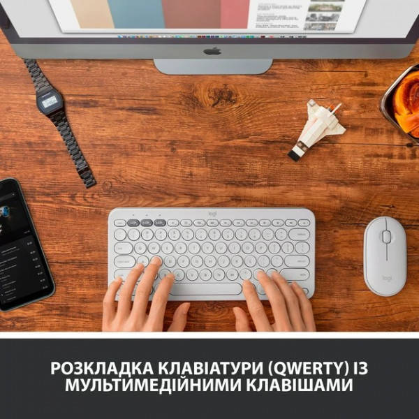 Фото - Клавіатура бездротова Logitech K380 for Mac Multi-Device Bluetooth White UA (920-010407)
