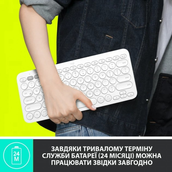 Фото - Клавіатура бездротова Logitech K380 for Mac Multi-Device Bluetooth White UA (920-010407)