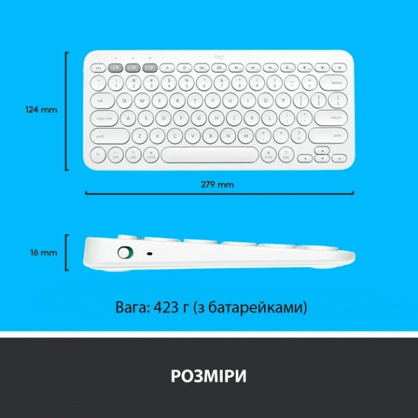 Фото - Клавіатура бездротова Logitech K380 for Mac Multi-Device Bluetooth White UA (920-010407)