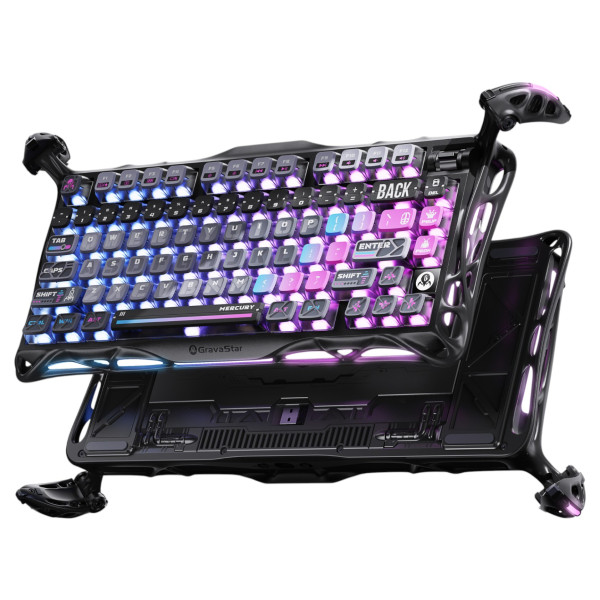 Фото - Клавиатура беспроводная игровая GravaStar Mercury K1 Pro 80keys Kailh Speedy Mint BT/WL/USB Black (GSK1PRO_CMBLK)