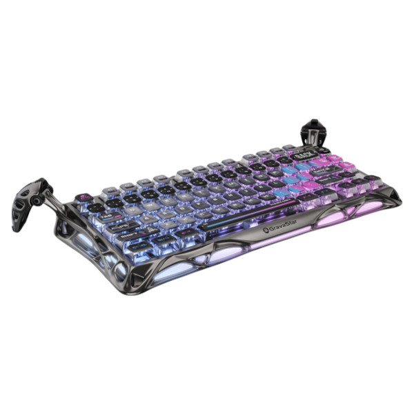 Фото - Клавиатура беспроводная игровая GravaStar Mercury K1 Pro 80keys Kailh Speedy Mint BT/WL/USB Black (GSK1PRO_CMBLK)