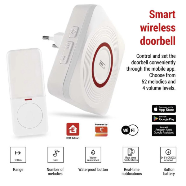 Фото - Бездротовий дверний дзвінок EMOS Розумний P5735WS WIFI