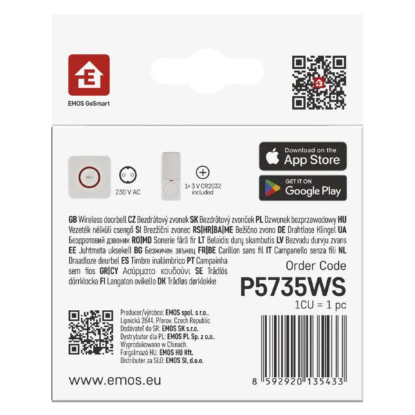 Фото - Бездротовий дверний дзвінок EMOS Розумний P5735WS WIFI