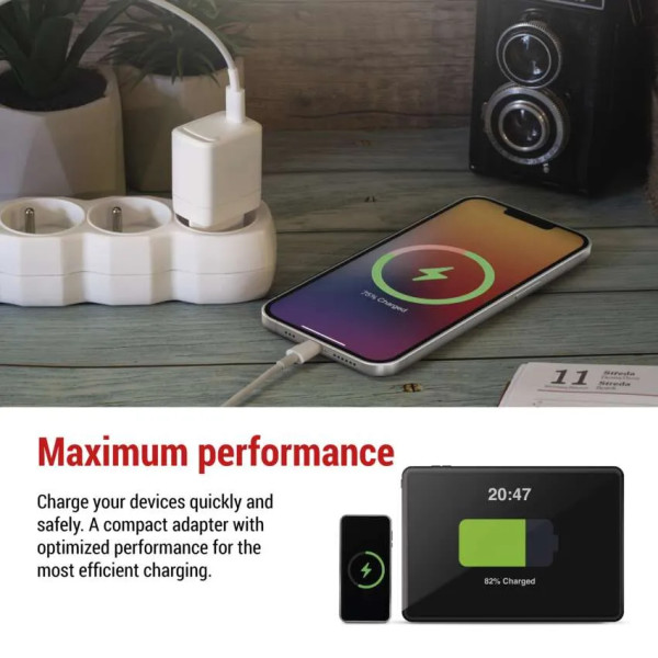 Фото - Мережевий зарядний пристрій EMOS V01G20 1xUSB-C 20W 220V PD (V01G20)