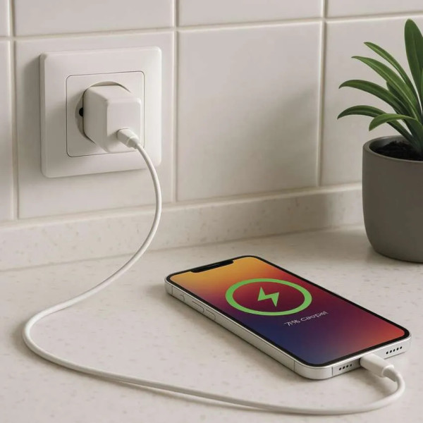 Фото - Мережевий зарядний пристрій EMOS V01G20 1xUSB-C 20W 220V PD (V01G20)