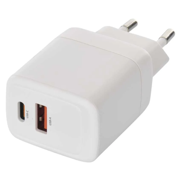 Фото - Мережевий зарядний пристрій EMOS Універсальний USB GAN V02G20 1xUSB-A, 1xUB-C 20W 220V PD
