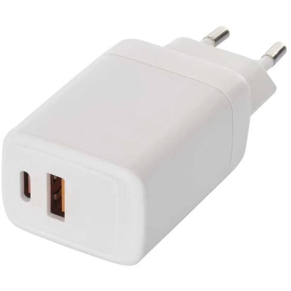 Фото - Сетевое зарядное устройство EMOS V04G45 1xUSB-A, 1xUB-C 20W 220V PD (V04G45)