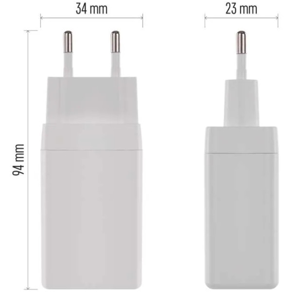 Фото - Мережевий зарядний пристрій EMOS V05G65 1xUSB-A, 2xUB-C 65W 220V PD (V05G65)