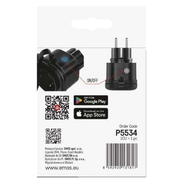 Фото - Розумна розетка EMOS вологозахищена WIFI P5534 GoSmart, ZigBee 3.0, IP44