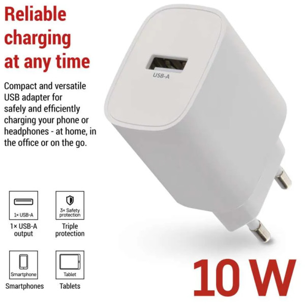 Фото - Мережевий зарядний пристрій EMOS V01B10 1xUSB-A 10W 220V (V01B10)
