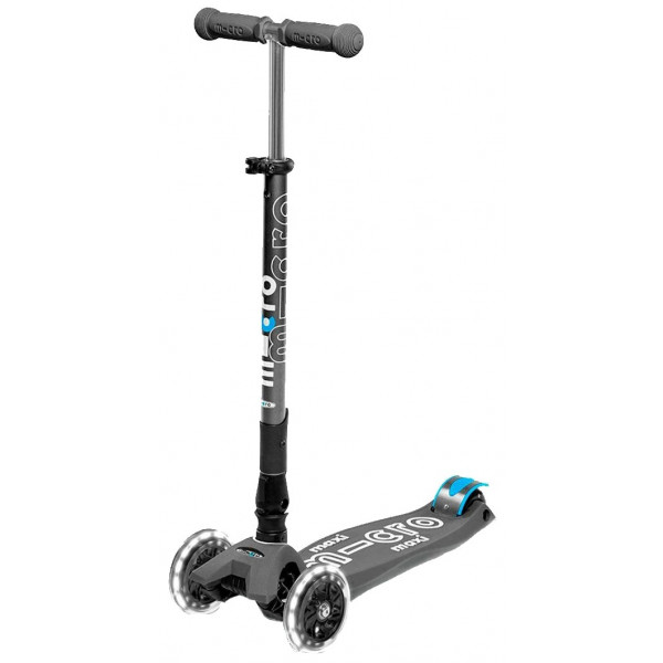 Фото - Триколісний самокат Micro "Maxi Deluxe LED" - ВУЛКАНІЧНИЙ СІРИЙ (складний, до 50 кг, триколісний, світло)