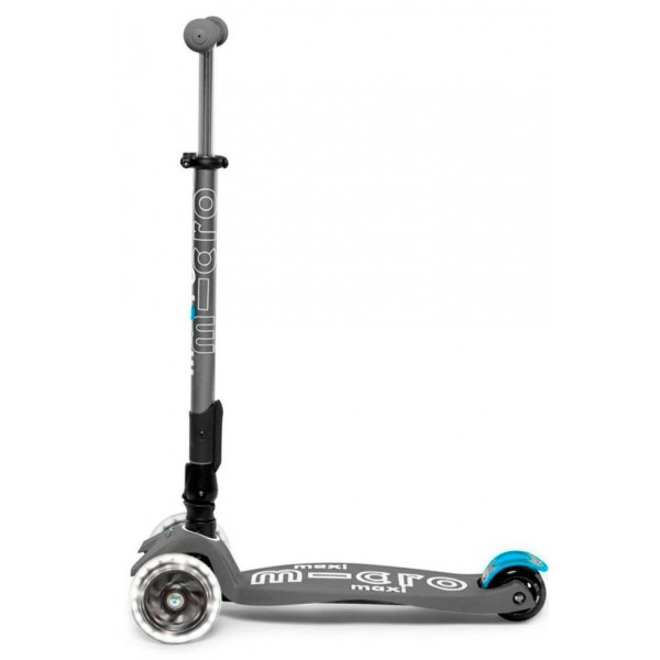Фото - Триколісний самокат Micro "Maxi Deluxe LED" - ВУЛКАНІЧНИЙ СІРИЙ (складний, до 50 кг, триколісний, світло)