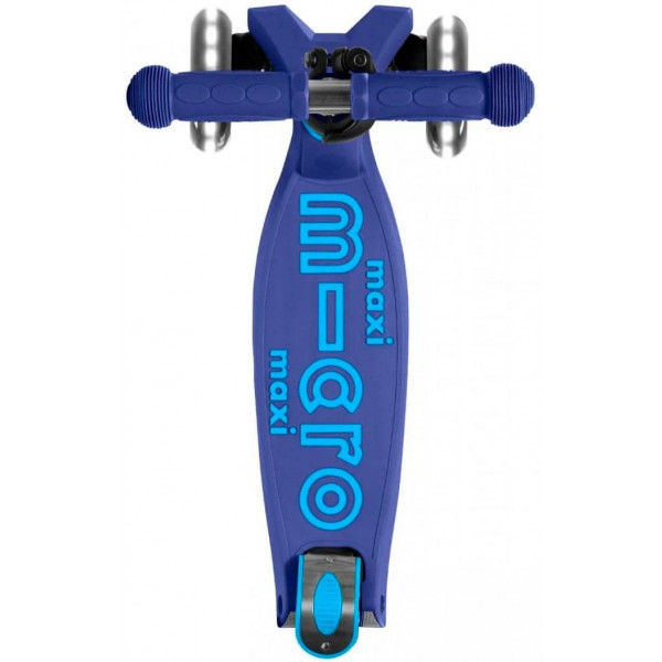 Фото - Триколісний самокат Micro "Maxi Deluxe LED" - ТЕМНО-СИНІЙ (складний, до 50 кг, триколісний, світло)